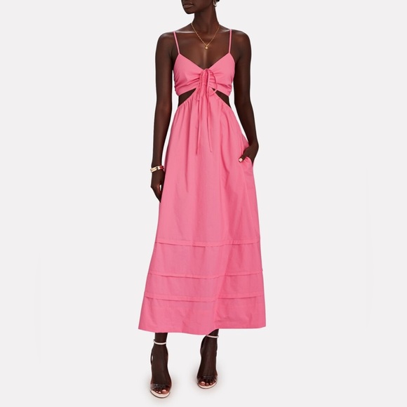 NICHOLAS Pink Dress Baylee Cotton Cut-Out Midi Dress US 6 - Picture 5 of 11